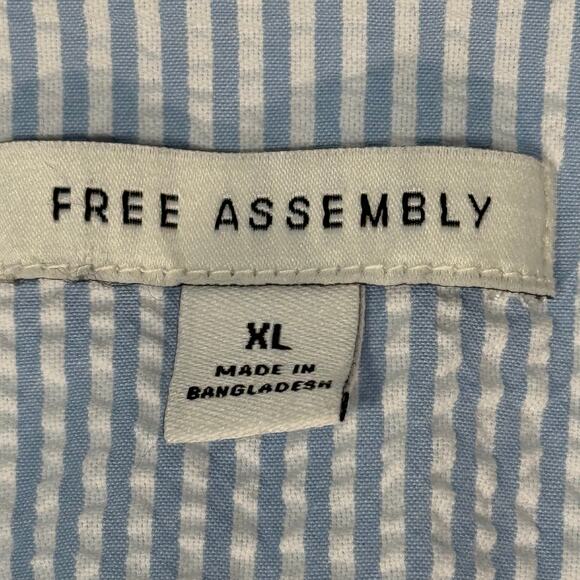 Free Assembly XL Blue White Stripe Cotton Blazer Lined Seersucker Jacket - Picture 5 of 7